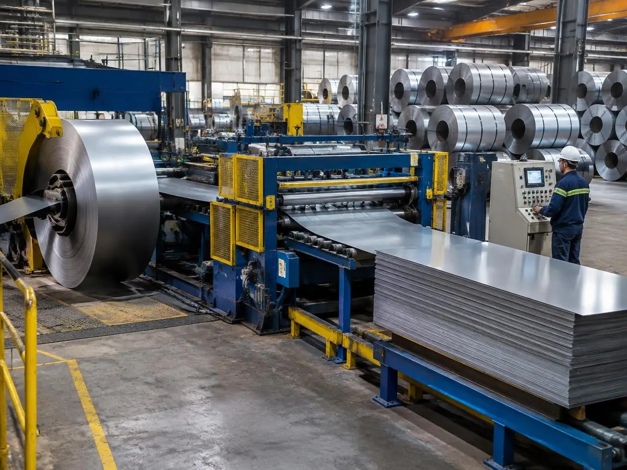 Cut-to-length shearing line processing steel coil at Avighna Steel