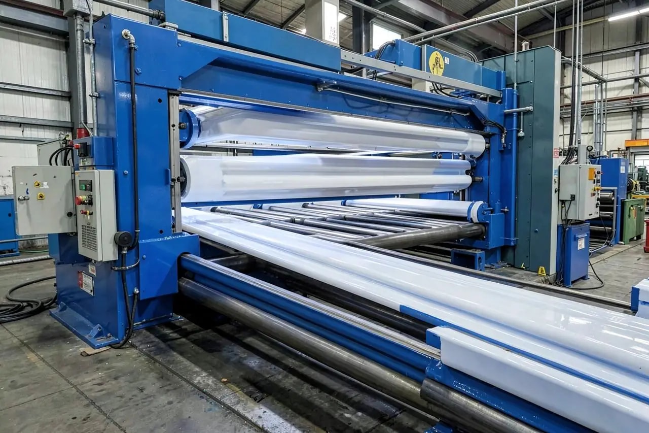 Pre-painted Galvalume coil leaving the coating line
